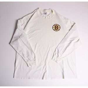 Vintage Delta Pro Weight Boston Bruins Long Sleeve T-Shirt XL White NHL Hockey